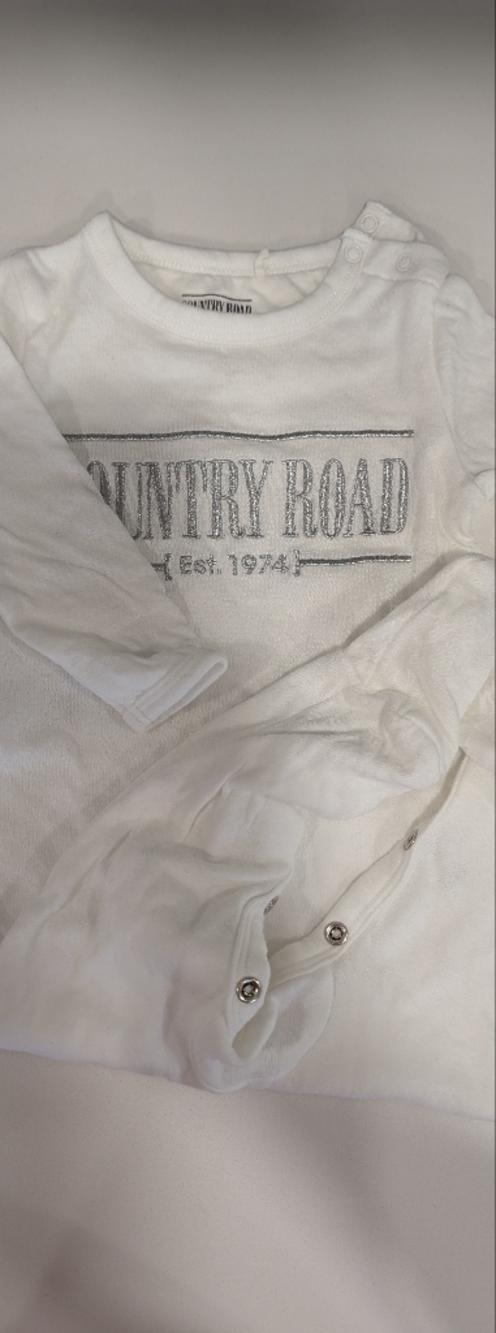 White Graphic Sweatshirt with Silver Lettering 6 To 12m